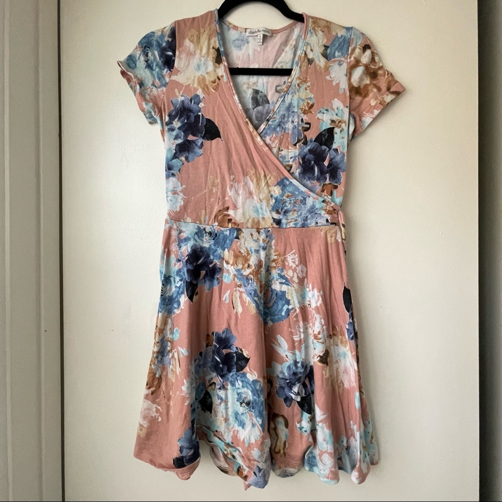 Pink Floral Wrap Dress